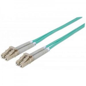 Intellinet fiber optic kabel: LC/LC, 50/125 µm, OM3, 5.0 m (14.0 ft.), Aqua