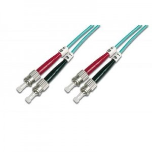 Digitus fiber optic kabel: Fiber Optic Patch Cord, Duplex, ST/ST MultiMode, OM3, 50/125µ", 1.0m