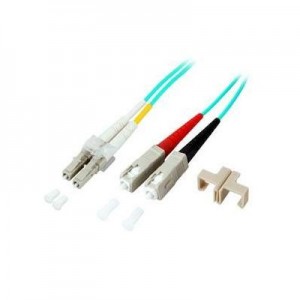 EFB Elektronik fiber optic kabel: Duplex Jumper LC/SC 50/125µ, 10m, OM3, LSZH, aqua