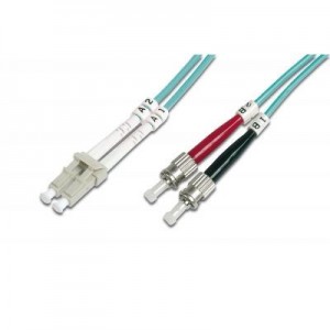 Digitus fiber optic kabel: Fiber Optic Patch Cord, Duplex, LC/ST MultiMode, OM3, 50/125µ", 3.0m