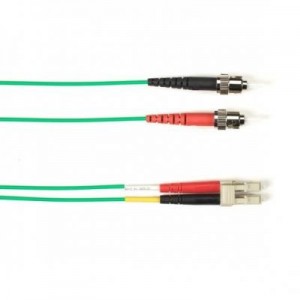 Black Box fiber optic kabel: Duplex Fiber Optic Patch Cable, Multimode, 50 Micron, OM3, OFNR, Plenum, STLC, Green, 15m