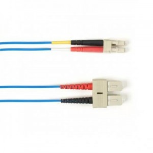 Black Box fiber optic kabel: OM3 50-Micron Multimode Fiber Optic Patch Cable - OFNR PVC, SC-LC, Blue, 2 m