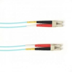 Black Box fiber optic kabel: Duplex Fiber Optic Patch Cable, Multimode, 50 Micron, OM3, OFNR, Plenum, LCLC, Aqua, 3M
