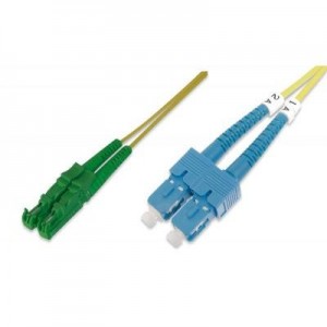 Digitus fiber optic kabel: Fiber Optic Patch Cord, E2000 (APC) to SC (PC) Singlemode 09/125 µ, Duplex, Length 1 m