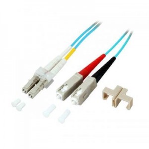EFB Elektronik fiber optic kabel: Duplex Jumper LC - SC 50/125µ OM3, LSZH, aqua, 30m