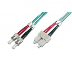 Digitus fiber optic kabel: Fiber Optic Patch Cord, Duplex, ST/SC MultiMode, OM3, 50/125µ", 2.0m