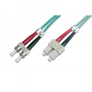 Digitus fiber optic kabel: Fiber Optic Patch Cord, Duplex, ST/SC MultiMode, OM3, 50/125µ", 1.0m