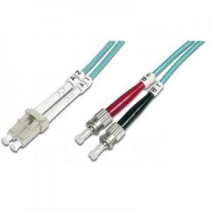 Digitus fiber optic kabel: Fiber Optic Patch Cord, LC to ST Multimode 50/125 µ, Duplex Length 15m, Class OM3