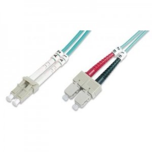 Digitus fiber optic kabel: Fiber Optic Patch Cord, LC to SC Multimode 50/125 µ, Duplex Length 15m, Class OM3