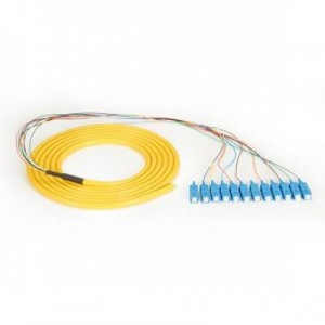 Black Box fiber optic kabel: OS1 Single-Mode Fiber Optic Pigtail, 12-Strand, SC, Yellow, 3-m (9.8-ft.)