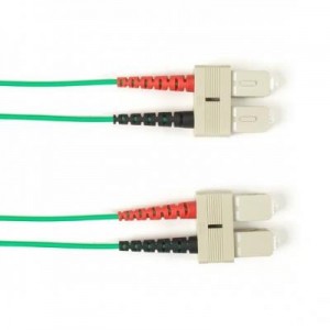 Black Box fiber optic kabel: Duplex Fiber Optic Patch Cable, Multimode, 50 Micron, OM3, OFNR, Plenum, SCSC, Green, 10m