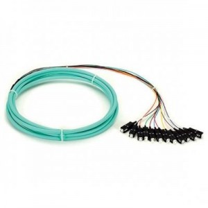 Black Box fiber optic kabel: OM3 50-Micron Multimode Fiber Optic Pigtail, 12-Strand, SC, Aqua, 3-m