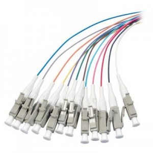 EFB Elektronik fiber optic kabel: Fibre pigtail, LC, 50/125µ, OM3, 12-coloured set, 2m