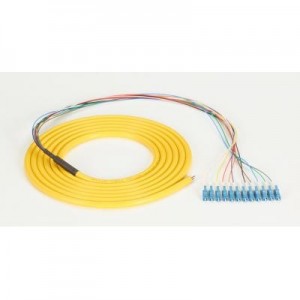 Black Box fiber optic kabel: Fiber Optic Pigtail, Single Mode, 12-Fiber LC, Yellow, 3m
