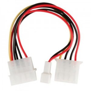 Valueline : Internal power adapter cable Molex male - Molex female + 3-pin fan power 0.15 m multicolour - Zwart, Rood, .....