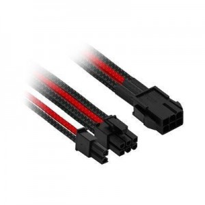 Nanoxia : PCI-E 6- to 6+2-Pin Adaptor, Single Sleeve - Zwart, Rood