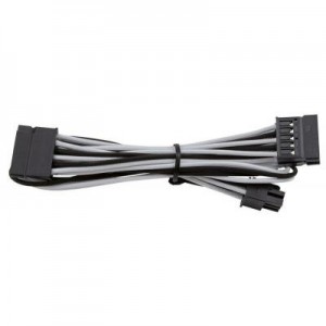 Corsair : Premium Individually Sleeved SATA Cable, Type 4 (Gen3), 1x 0.75mm, Black/White - Zwart, Wit