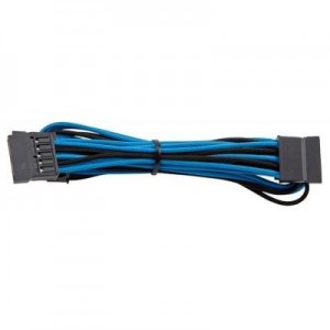 Corsair : Premium Individually Sleeved SATA Cable, Type 4 (Gen 3), 1 x 0.75m, Blue/Black - Zwart, Blauw
