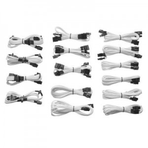 Corsair : Professional Individually sleeved DC Cable Kit, Type 3 (Generation 2), White - Zwart, Wit