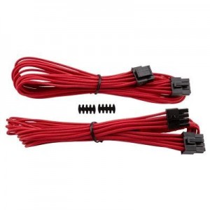 Corsair : 2 x EPS12V/ATX12V 4+4-pin, 750 mm, Red - Zwart, Rood