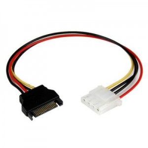 StarTech.com : 30 cm SATA-naar-Molex LP4-voedingskabeladapter F/M - Zwart, Rood, Wit, Geel