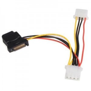 StarTech.com : SATA naar LP4 Verloopkabel Voeding met 2 extra LP4 - Zwart