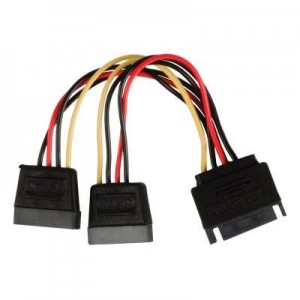 Valueline : SATA power splitter cable SATA 15-pin male - 2x SATA 15-pin female 0.15 m multicolour - Multi kleuren