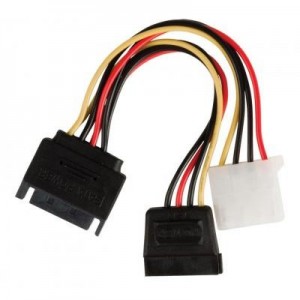 Valueline : Internal power adapter cable SATA 15-pin male - Molex female + SATA 15-pin female 0.15 m multicolour - .....