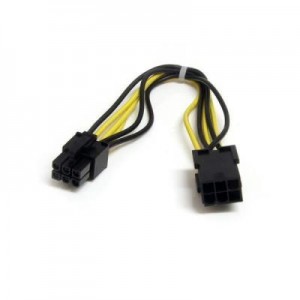 StarTech.com : 20cm 6-pins PCI Epress Verlengkabel Voeding - Zwart, Geel