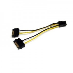 StarTech.com : 15cm SATA Voeding naar 6-pins PCI Express Videokaart Voeding Verloopkabel - Zwart,Geel
