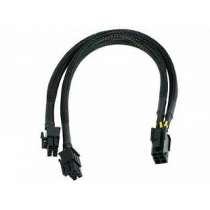 Phobya : Y-cable 6Pin socket to 2x 6Pin plug - black - Zwart
