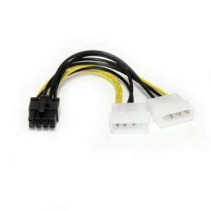 StarTech.com : 15cm LP4 naar 8-pins PCI Express Videokaart Voeding Verloopkabel - Zwart, Geel