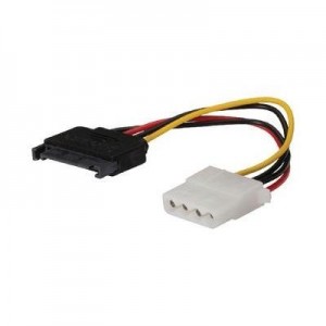König : SATA 15-pin/Molex 4-pin 0.15m - Zwart, Rood, Geel