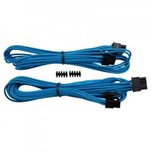 Corsair : PCIe 6+2-pin, single connector, 2x 650mm, 330uF 16V - Zwart, Blauw