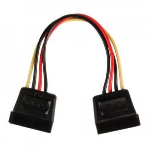 Valueline : SATA power cable SATA 15-pin female - SATA 15-pin female 0.15 m multicolour - Zwart, Rood, Geel