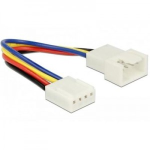 DeLOCK : 1 x 4 pin fan connector male, 1 x 4 pin fan connector female, 22 AWG, 10 cm - Zwart, Blauw, Rood, Wit, Geel