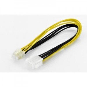 ASSMANN Electronic : Internal power supply cable M/F, 0.3m, EPS 8-pin - EPS 8-pin, UL - Zwart, Transparant, Geel
