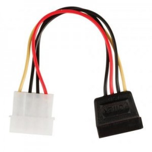 Valueline : Interne stroom adapterkabel Molex mannelijk - SATA 15-pin vrouwelijk, 0.15 m, veelkleurig - Multi kleuren