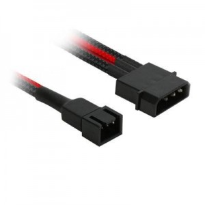 Nanoxia : 4-pin Molex to 2 x 3-pin adaptor cable, 30cm, black/red - Zwart, Rood