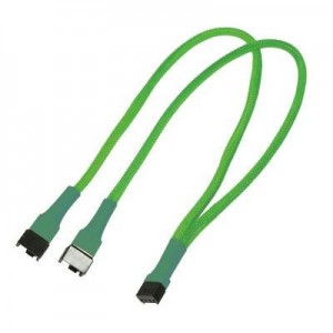 Nanoxia : 2 x 4-Pin PWM (male), 1 x 4-Pin PWM (female), 0.3 m, neon green - Groen