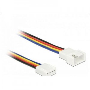 DeLOCK : 1 x 4 pin fan connector male, 1 x 4 pin fan connector female, 20 AWG, 50 cm - Zwart, Blauw, Rood, Wit, Geel