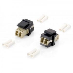 Equip fiber optic adapter: Fiber Optic Keystone Adapter, LC Duplex - Beige, Zwart