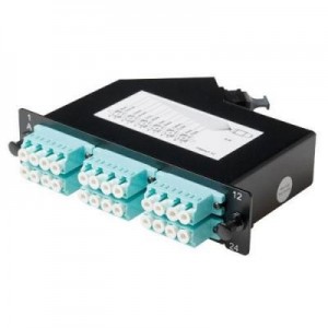 Advanced Cable Technology fiber optic adapter: Cassette 2xMTP - 24xLC OM3 quad aqua - Zwart