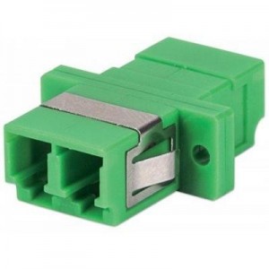 Intellinet fiber optic adapter: LC/APC Adapter, Single Mode Duplex, Zirconia Sleeve, Green - Groen