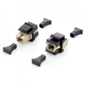 Equip fiber optic adapter: Fiber Optic Keystone Adapter, SC Simplex - Beige, Zwart