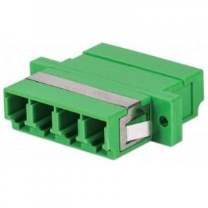 Intellinet fiber optic adapter: LC/APC Adapter, Single Mode 4 Cores, Zirconia Sleeve, Green - Groen