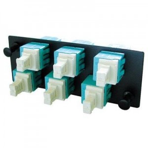Molex fiber optic adapter: LC Duplex 12 Fibre Adapter Plate, Multi-mode OM3, Aqua - Zwart, Blauw