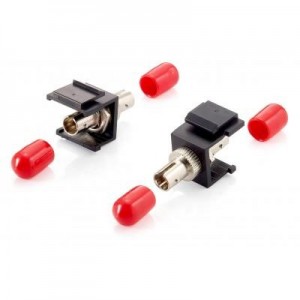Equip fiber optic adapter: Fiber Optic Keystone Adapter, ST Simplex - Zwart, Metallic