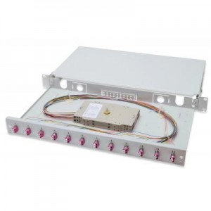 ASSMANN Electronic fiber optic adapter: Professional Fiber Optic Sliding Splice Box, 1U, Equipped, 12x LC, OM4