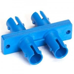 Black Box fiber optic adapter: ST–ST, Rectangular Mounting, Multimode, Duplex, Bronze Sleeve, Plastic Flange - Blauw